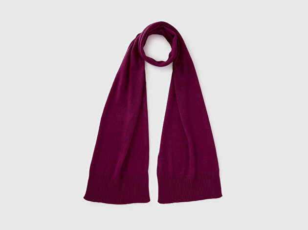 Benetton Kadın Mürdüm %100 Merino Atkı