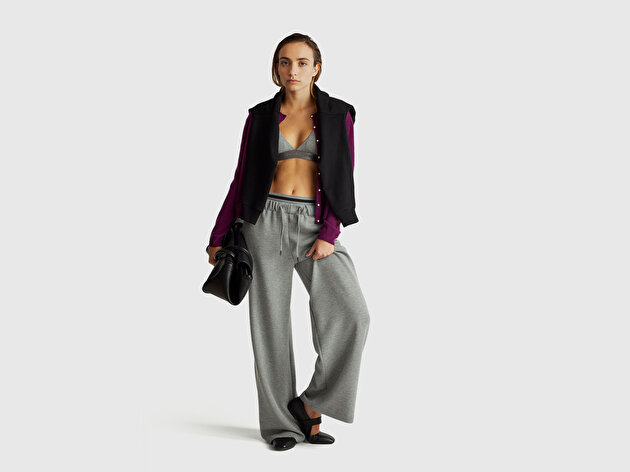 Benetton Kadın Mürdüm %100 Merino Bisiklet Yaka İnci Düğmeli  Hırka