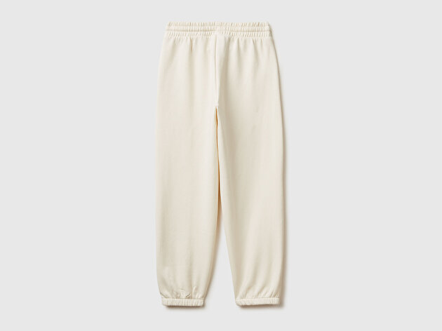 Benetton Kız Çocuk Ekru Beli Lastikli Büzgü İpli Lastikli Manşetli Eşofman Altı