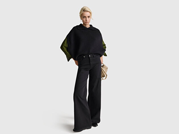 Benetton Kadın Koyu Yeşil %100 Viskoz Desenli Gömlek