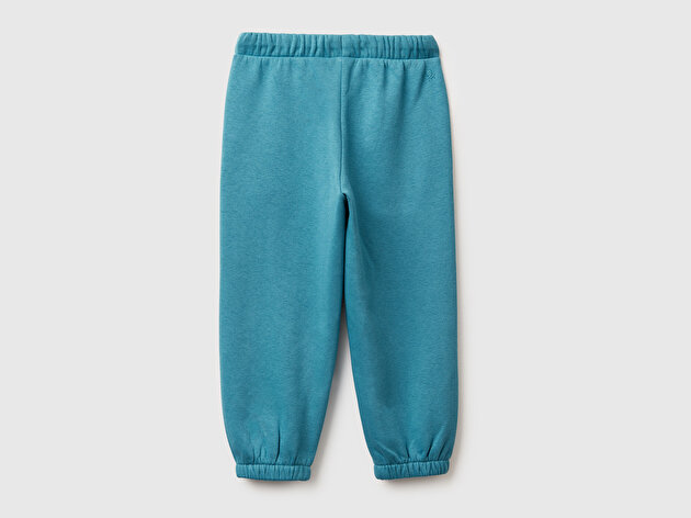 Benetton Kız Bebek Petrol Mavisi Arkası Logo Detaylı Beli Paçası Lastikli Büzgü İpli Eşofman Altı