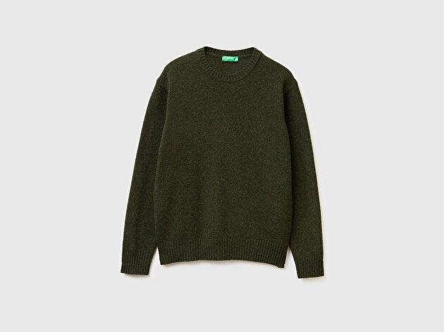 Benetton Erkek Siyah Bisiklet Yaka Shetland Kazak