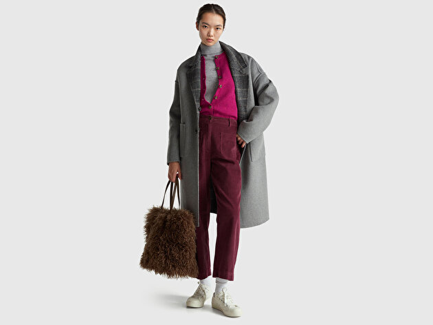 Benetton Kadın Fuşya Shetland Hırka