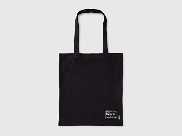 Benetton Kadın Siyah %100 Koton The Beatles Tote Çanta