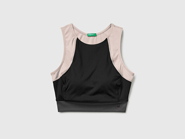 Benetton Kadın Siyah Çok Renkli Crop Atlet