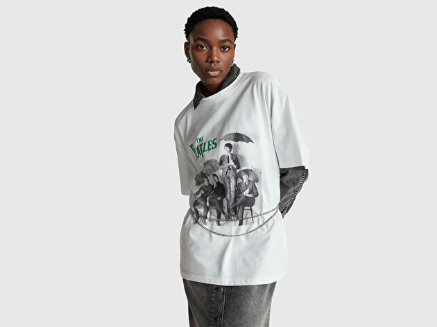 Benetton Unisex %100 Koton The Beatles Baskılı T-Shirt