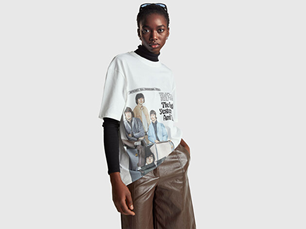 Benetton Unisex %100 Koton The Beatles Baskılı T-Shirt