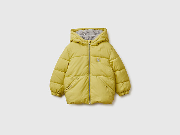 Benetton Erkek Bebek Hardal Sol Göğsü Logo Yamalı Önü Cep Detaylı Fermuarlı Mont