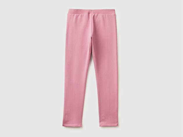 Benetton Kız Çocuk Gül Kurusu Logo İşlemeli Regulat Fit Tayt