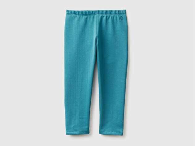 Benetton Kız Bebek Petrol Mavisi Beli Logo İşlemeli Regular Fit Tayt