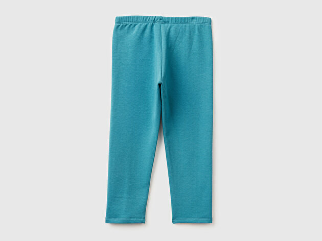 Benetton Kız Bebek Petrol Mavisi Beli Logo İşlemeli Regular Fit Tayt