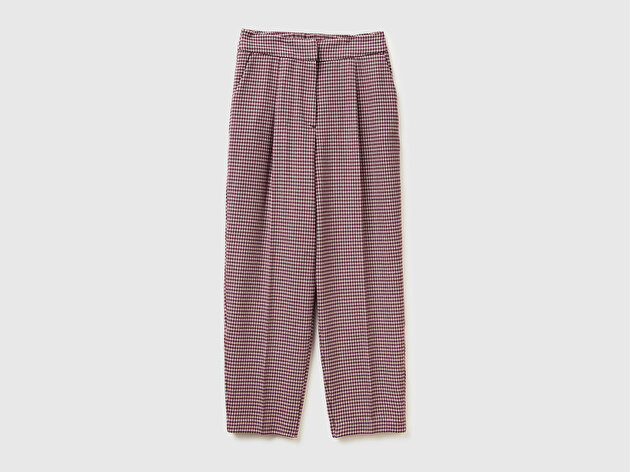 Benetton Kadın Açık Mor Viskoz Karışımlı Fermuarlı Arka Bel Bandı Lastikli Pantolon