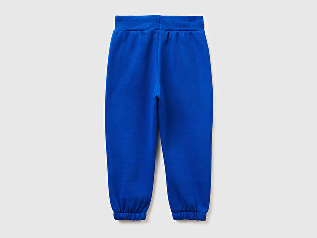 Benetton Erkek Bebek Saks Mavisi Fermuar Cepli Büzgü İpli Ribanalı Regular Fit  Eşofman Altı