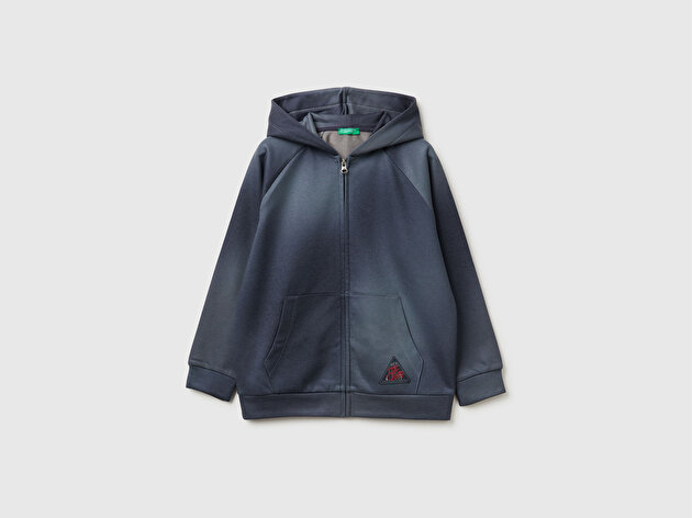 Benetton Erkek Çocuk Bej-Siyah Gölge Efektli Kişiselleştirilmiş Etiketli Sweatshirt