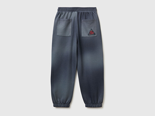 Benetton Erkek Çocuk Bej-Siyah Gölge Efektli Kişiselleştirilmiş Etiketli Jogger Eşofman Altı