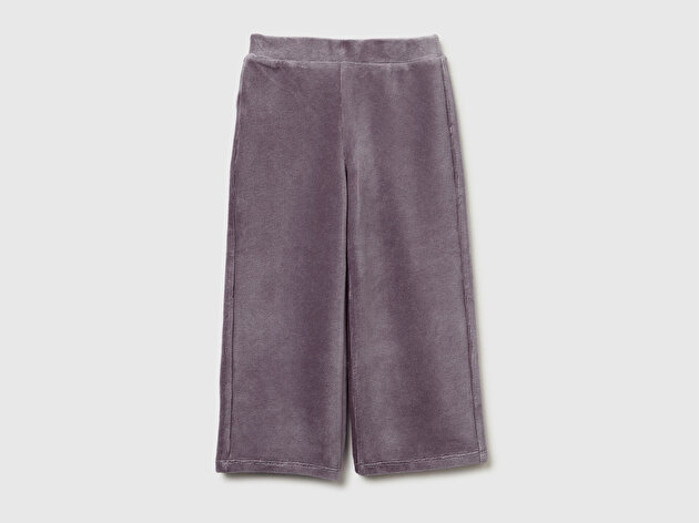 Benetton Kız Bebek Koyu Kahverengi Arkası Logo İşlemeli Geniş Paça Pantolon