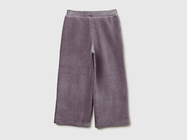 Benetton Kız Bebek Koyu Kahverengi Arkası Logo İşlemeli Geniş Paça Pantolon