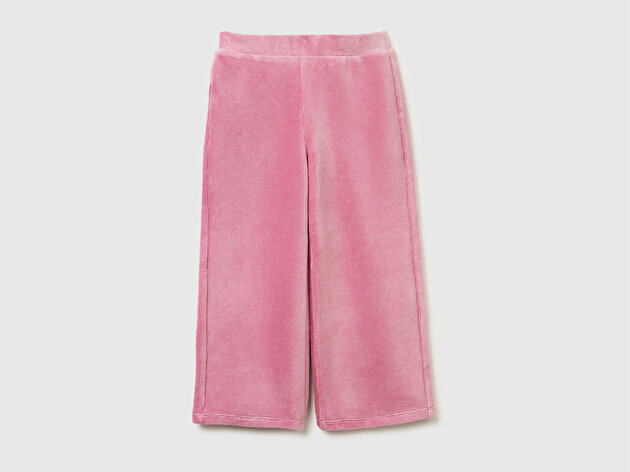 Benetton Kız Bebek Gül Kurusu Arkası Logo İşlemeli Geniş Paça Pantolon