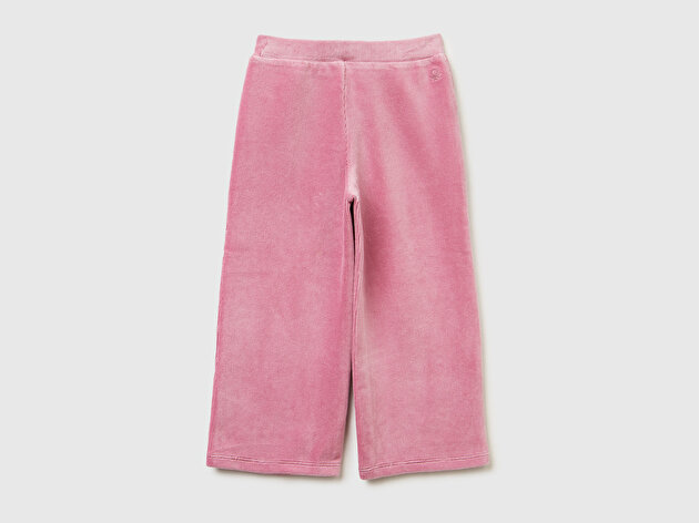 Benetton Kız Bebek Gül Kurusu Arkası Logo İşlemeli Geniş Paça Pantolon