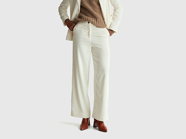 Benetton Kadın Krem Normal Bel İspanyol Paça Pantolon