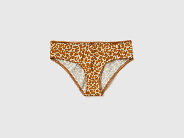 Benetton Kadın Camel Desenli Slip Külot