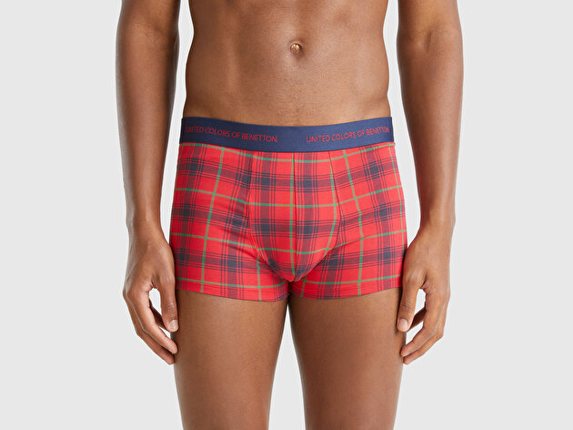 Benetton Erkek Kırmızı Xmas Baskılı Pamuklu Boxer