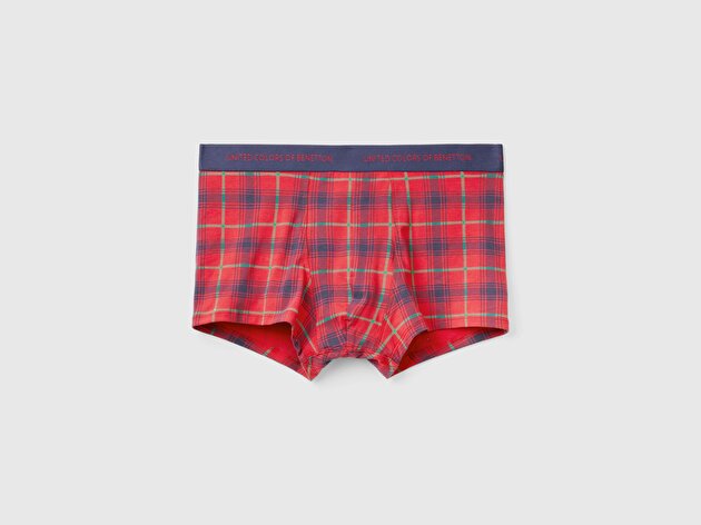 Benetton Erkek Kırmızı Xmas Baskılı Pamuklu Boxer
