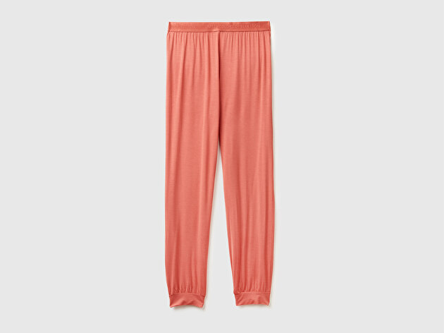 Benetton Kadın Mercan Modal Karışımlı Beli Logolu Pijama Altı