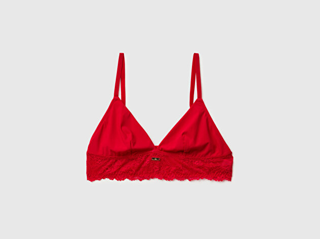 Benetton Kadın Kırmızı Dantel Detaylı Bralet
