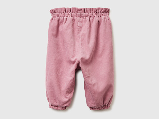 Benetton Bebek Gül Kurusu Fiyonk ve Etiket Detaylı Kadife Pantolon
