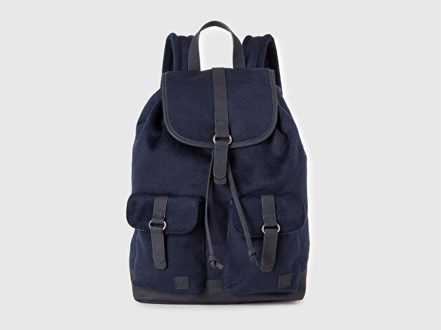 Benetton Erkek Lacivert Logo Detaylı Çok Cepli Sırt Çantası