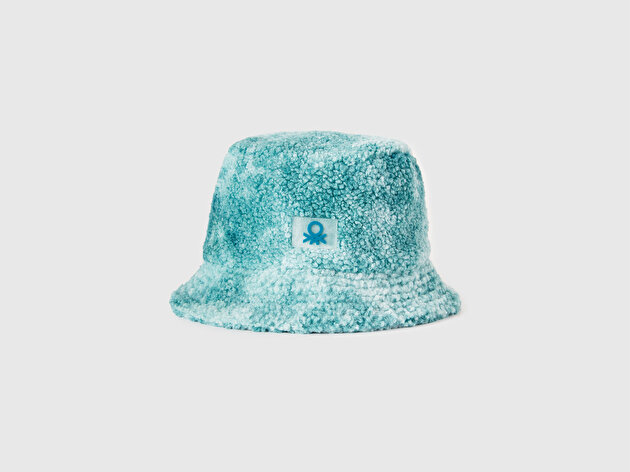 Benetton Erkek Çocuk Turkuaz Logo Detaylı Teddy Bucket Şapka