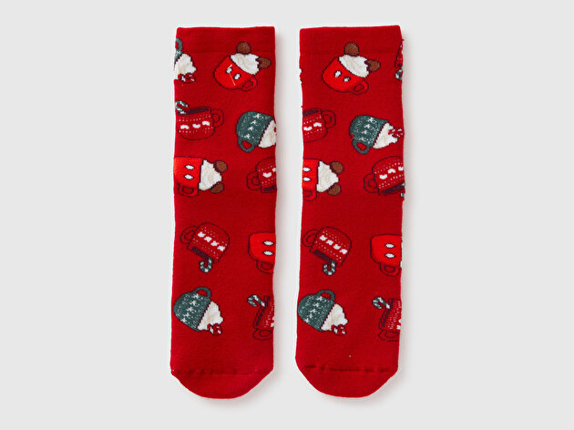 Benetton Erkek Çocuk Kırmızı Mix Disney Baskılı Havlu Soket Çorap