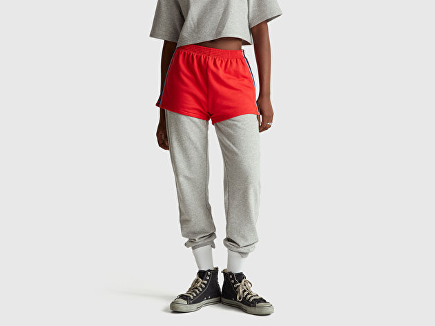 Benetton Kadın Kırmızı  %100 Pamuk Rahat Kalıp Stranger Things Sweat Şort