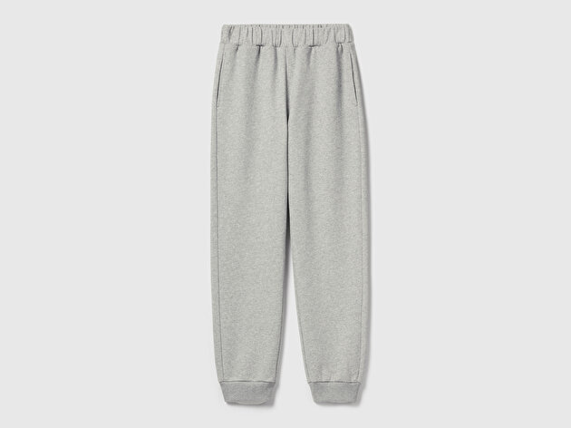 Benetton Kadın Gri Melanj  %100 Pamuk Regular Fit Stranger Things Eşofman Altı