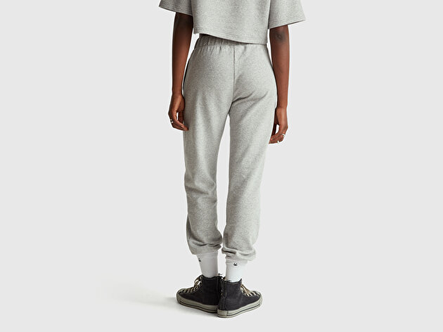 Benetton Kadın Gri Melanj  %100 Pamuk Regular Fit Stranger Things Eşofman Altı