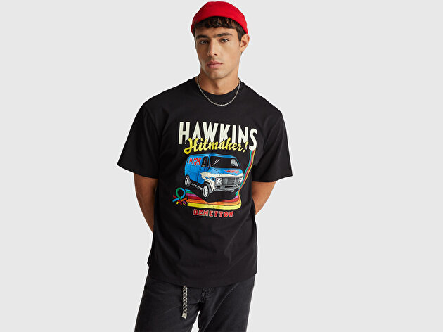 Benetton Erkek  %100 Pamuk Regular Fit Stranger Things Baskılı T-Shirt