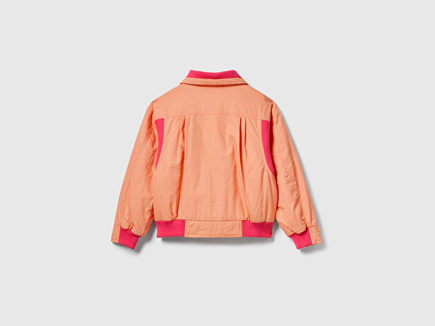 Benetton Kız Çocuk %100 Pamuk Ribanalı Gizli Fermuar ve Çıtçıt Kapamalı Bomber Stranger Things Ceket