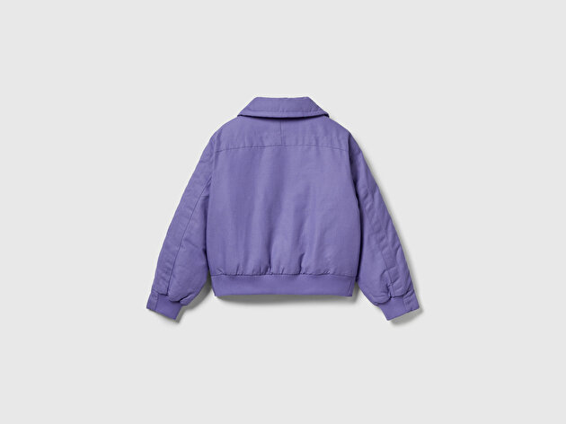 Benetton Kız Çocuk %100 Pamuk Ribanalı Gizli Fermuar ve Çıtçıt Kapamalı Bomber Stranger Things Ceket