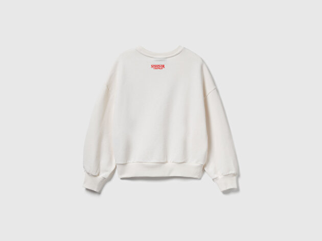 Benetton Kız Çocuk %100 Pamuk Oversize Stranger Things Ön Baskılı Sweatshirt