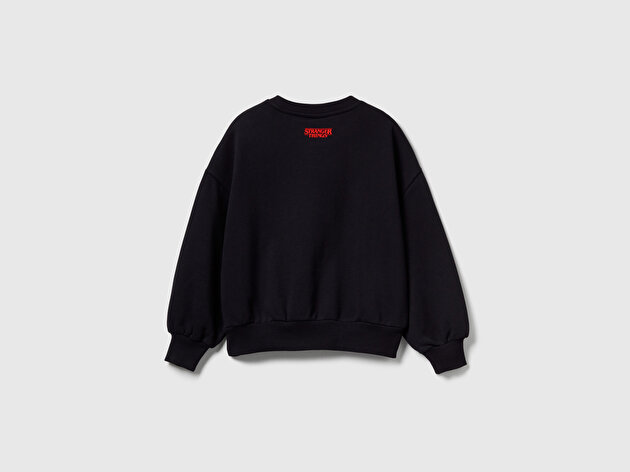 Benetton Kız Çocuk %100 Pamuk Oversize Stranger Things Ön Baskılı Sweatshirt