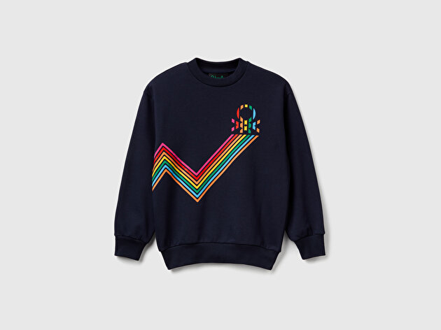 Benetton Erkek Çocuk %100 Pamuk Stranger Things Grafik Baskılı Bisiklet Yaka Sweatshirt