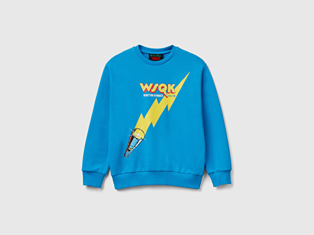 Benetton Erkek Çocuk % 100 Pamuk  Oversize Stranger Things Ön-Arka Baskılı Sweatshirt