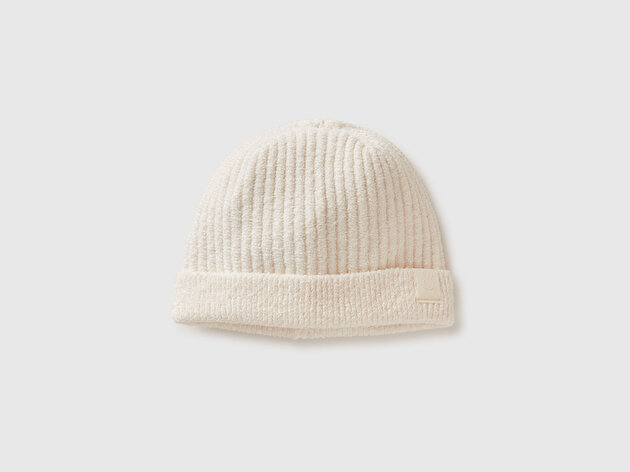 Benetton Bebek Ekru Tavşan Etiketli Katlamalı Bere