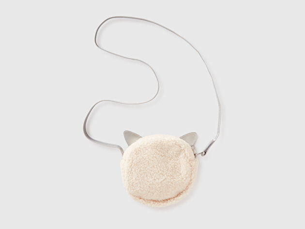 Benetton Kız Bebek Ekru Logo Detaylı Kulaklı Yuvarlak Çanta