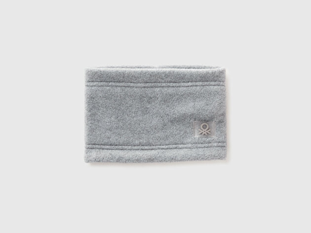 Benetton Erkek Bebek Gri Melanj Logo Detaylı  Boyunluk