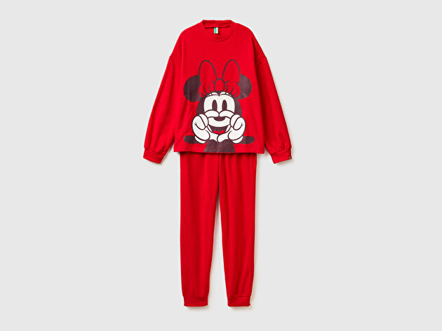 Benetton Kadın Kırmızı  Mickey Baskılı  Polar Pijama Takımı