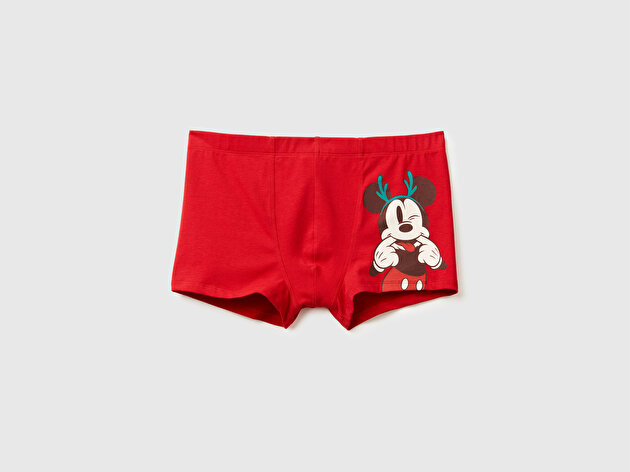 Benetton Erkek Kırmızı Mickey Baskılı Pamuklu Boxer