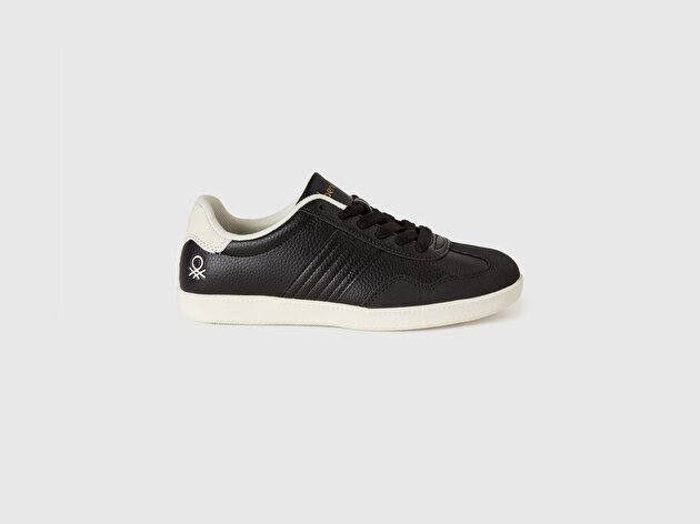 Benetton Erkek Çocuk Siyah Logo Detaylı Bağcıklı Suni Süet Spor Ayakkabı