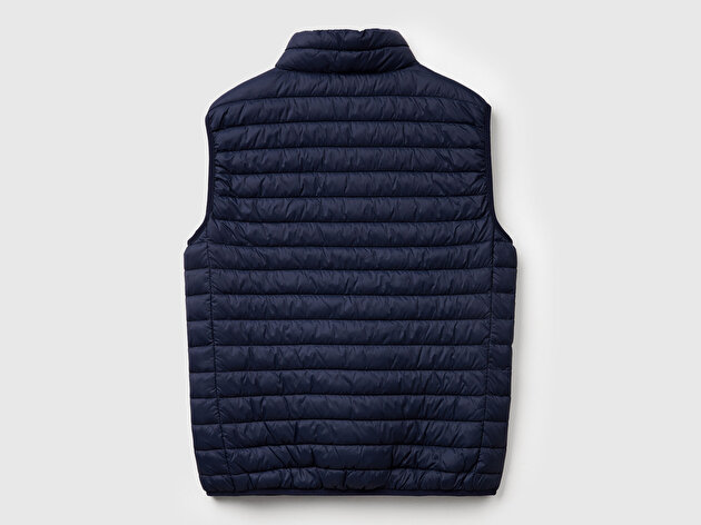 Benetton Erkek Lacivert Polyester Dolgulu Regular Fit Yelek